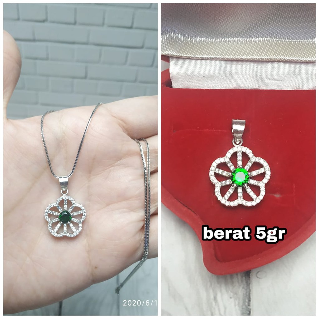 KALUNG SET LIONTIN MATA HIJAU PERAK ASLI S925 CC912