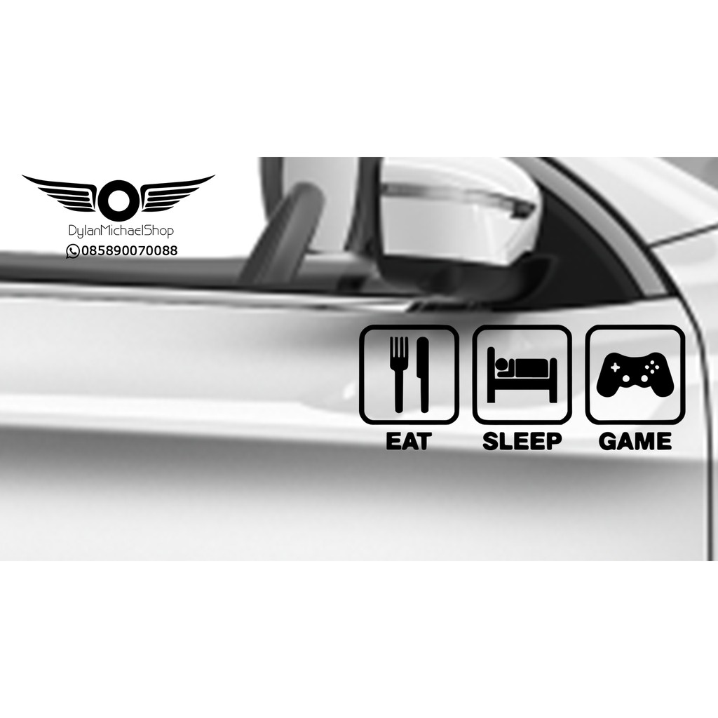Stiker Kaca Mobil Icon Eat Sleep Game Car Window Sticker stiker-mobil