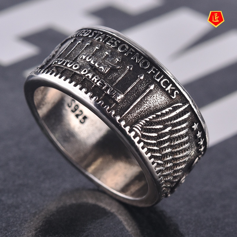 [Ready Stock]Silver Carved Retro Punk Man's Ring