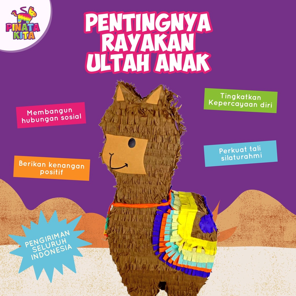 pinata alpaca / pinata unta / pinata hewan / pinata bentuk alpaca / pinata tarik / pinata gebuk / pi