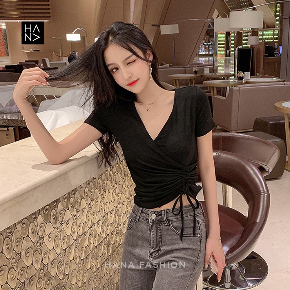 HanaFashion JKT - Angela Crop Top T-Shirt Kaos Stylish Wanita Murah - CT029