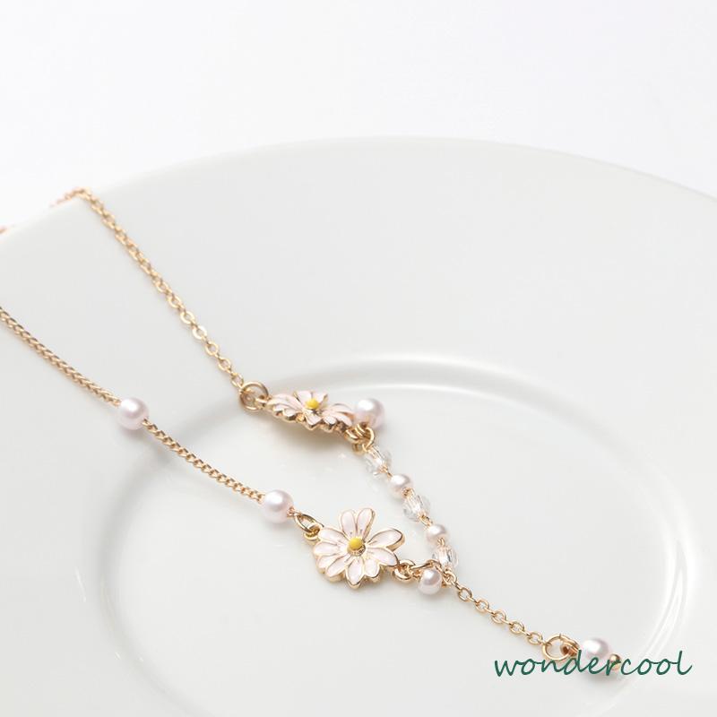 Personalized Anggrek Bunga Daisy Kalung Bunga Kupu-kupu Rantai Klavikula Serbaguna Feminin-Won