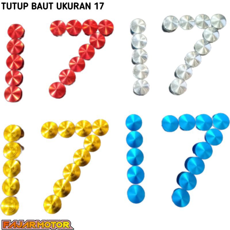 TUTUP BAUT 17 CNC ANODIZE ALUMINIUM GOLD BIRU MERAH SILVER