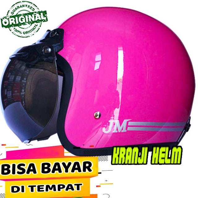 Helm / Helm bogo / Helm retro bogo jm garis pink terlaris