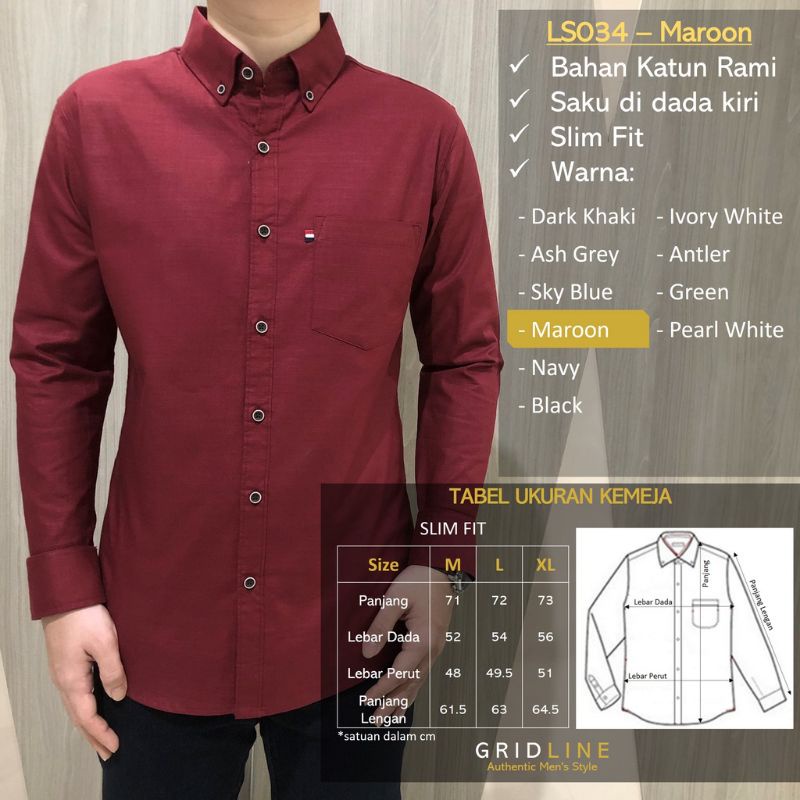 Kemeja Katun Slimfit Pria Lengan Panjang Merk Sport Original Distro Catoon sigerat Rami Import Kemeja polos Kasual Cowok Laki Laki-laki Keren Ukuran M L XL