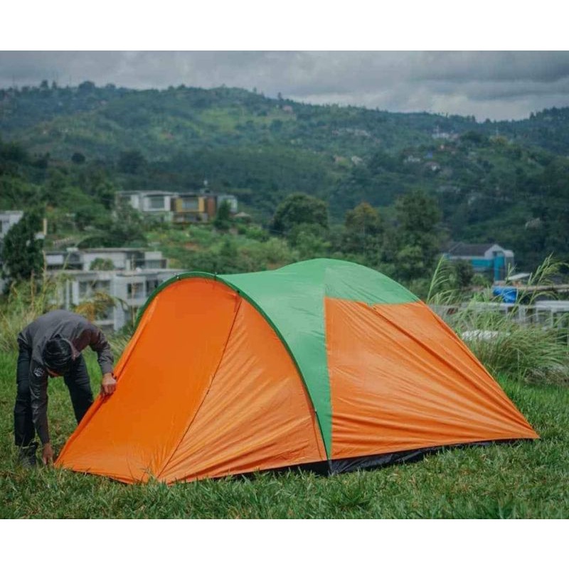 Tenda Camping 4 Orang Doubel Layer Alas Terpal