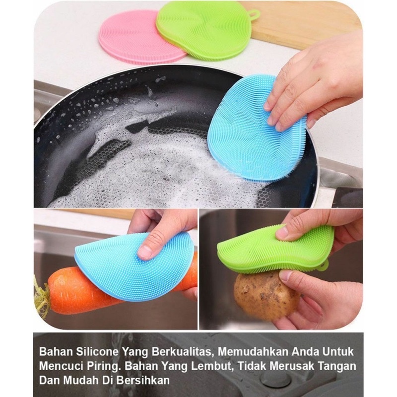 SPON ALAT CUCI PIRING SILIKON SIKAT SPONS SILICONE SPONGE PENCUCI ELASTIS KARET ANTI KUMAN