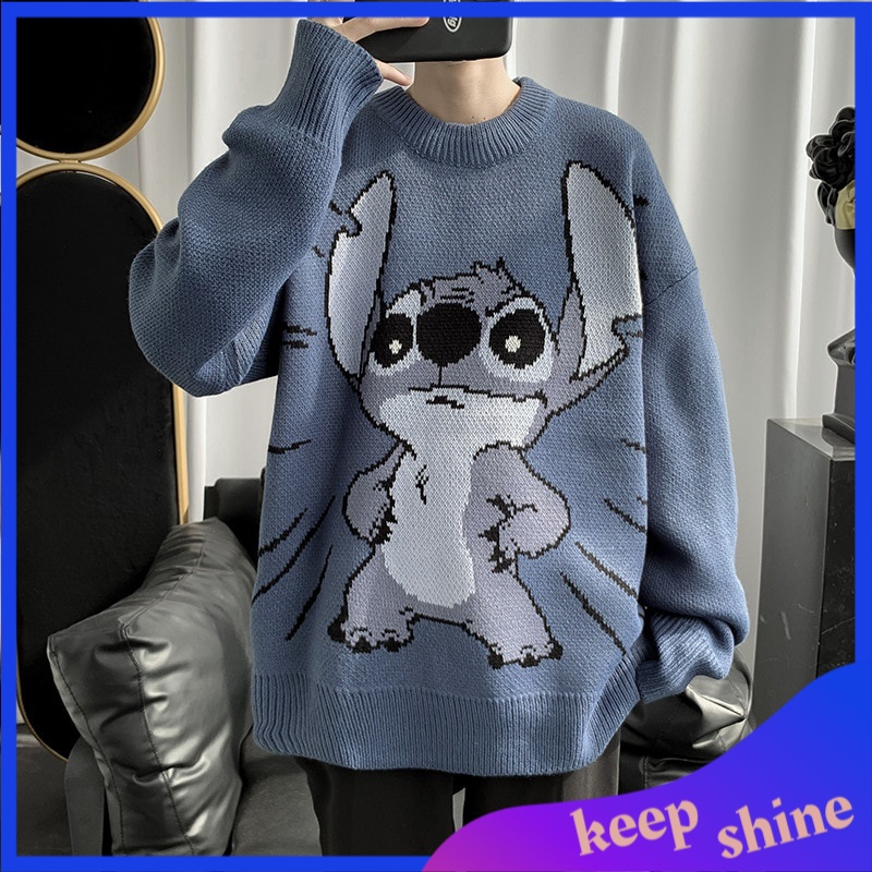 Sweater Pria Import Premium sweaters Winter cartoon sweater men's loose sweater youth coat knitted s