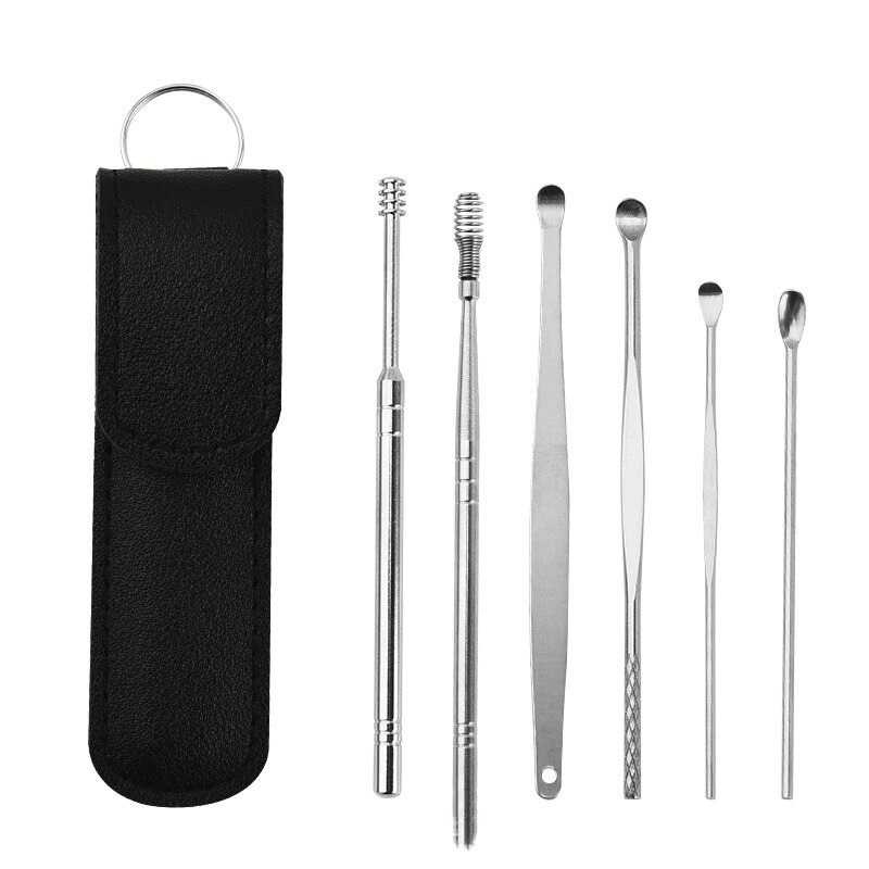 Korek Kuping Stainless Steel Set 7pcs / Alat Pembersih Telinga / Alat Korek Kuping Besi Stainless