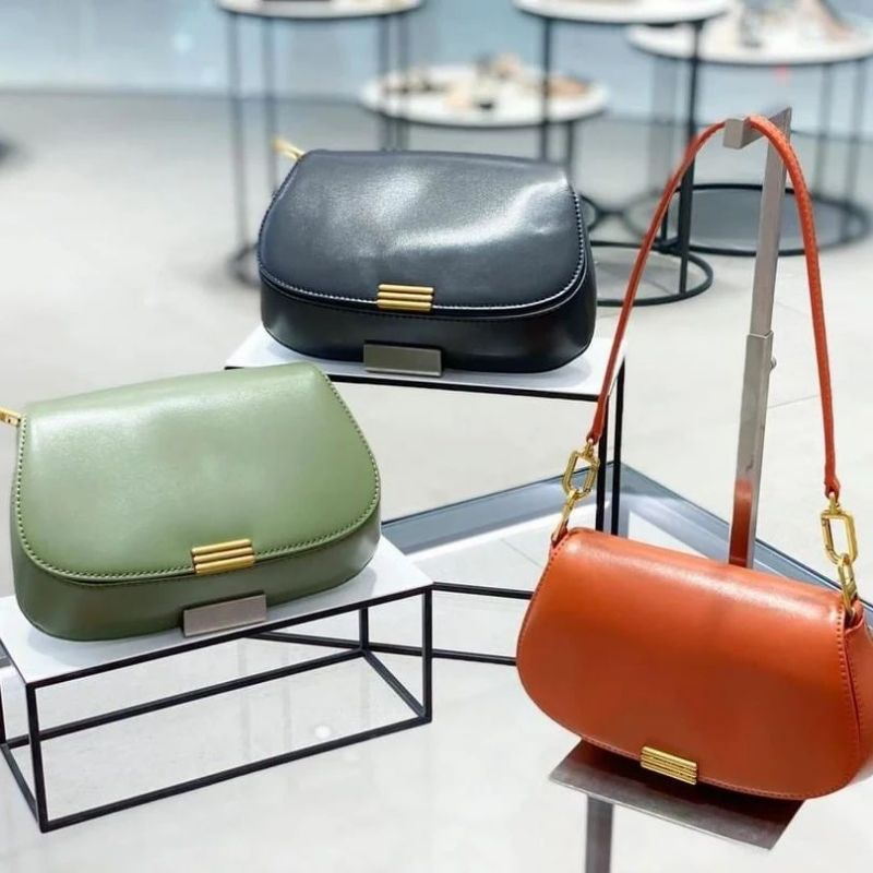 CK Linear Metallic Accent Small Shoulder Bag