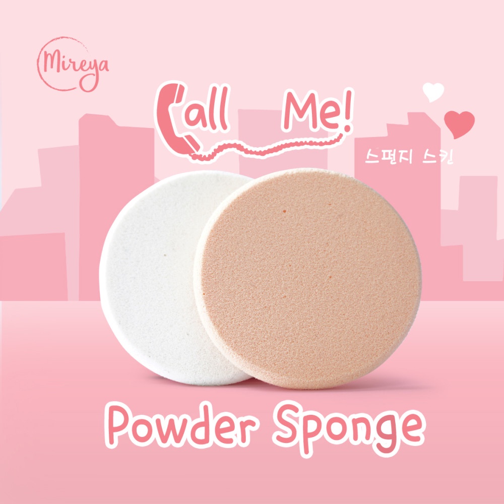 MIREYA CALL ME Powder Sponge | Wonder Puff Pink Ribbon | Beauty Blender (Blending Sponge) | Eyelash Curler (Penjepit Bulu Mata) | ❤ jselectiv ❤ Make Up Sponge &amp; Aplikator MIREYA