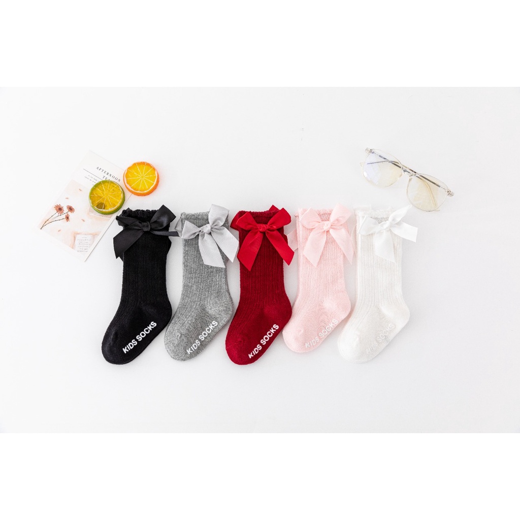 MOGYMOGY KS13 Kaos Kaki Pita Panjang Bayi Perempuan Baby Ribbon Socks Nyaman