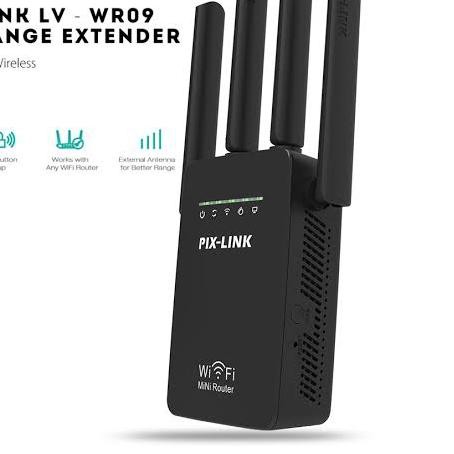 ☛ PIX-LINK 300M Pix Link Wireless WiFi Extender Pro Repeater AP LV-WR09 - LV-WR09 Hitam ☺