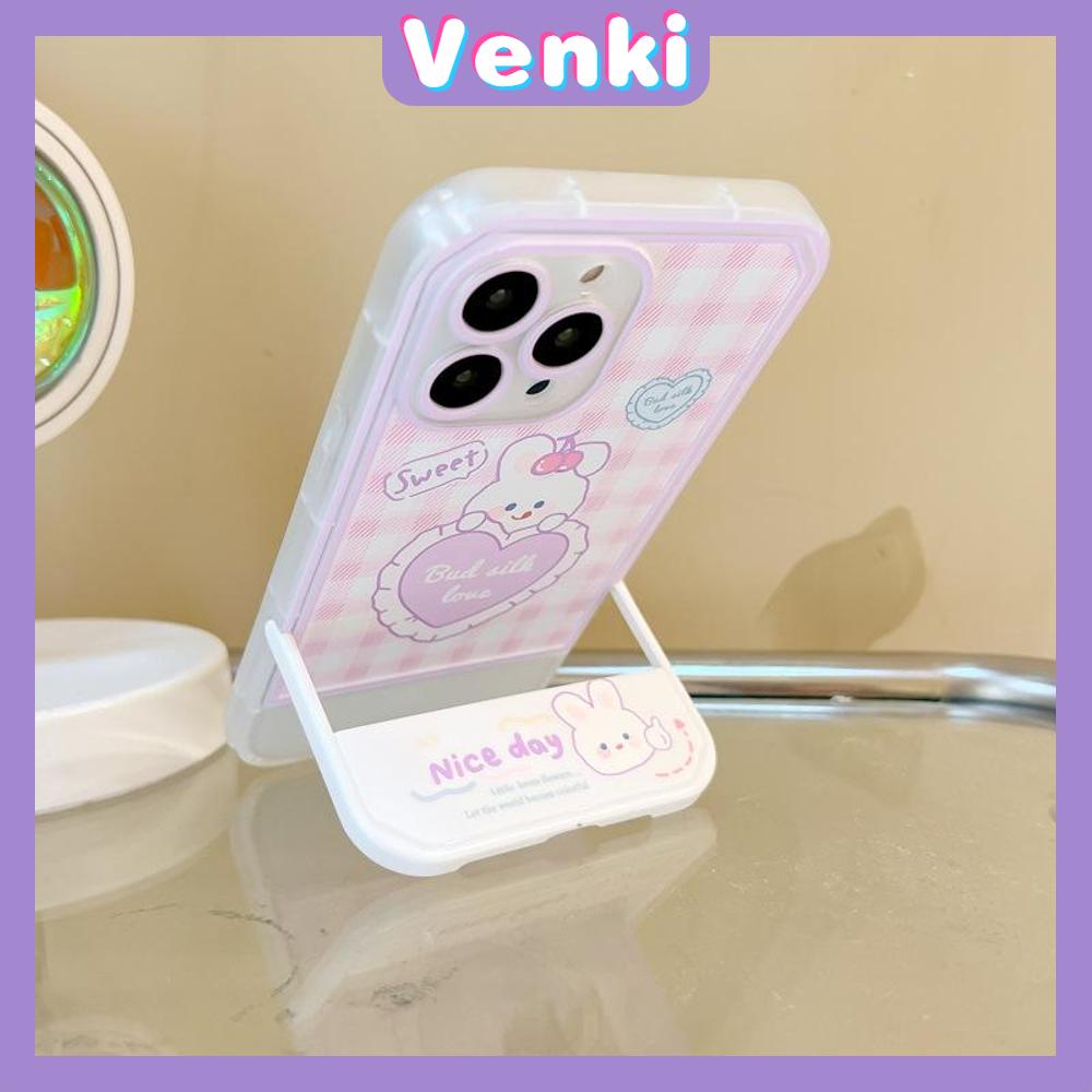 iPhone Case Acrylic Invisible Folding Stand Silicone Soft Case Shockproof Camera Cover Rabbit Cute Cartoon Compatible For iPhone 11 Pro Max 13 Pro Max 12 Pro Max 7Plus xr XS Max