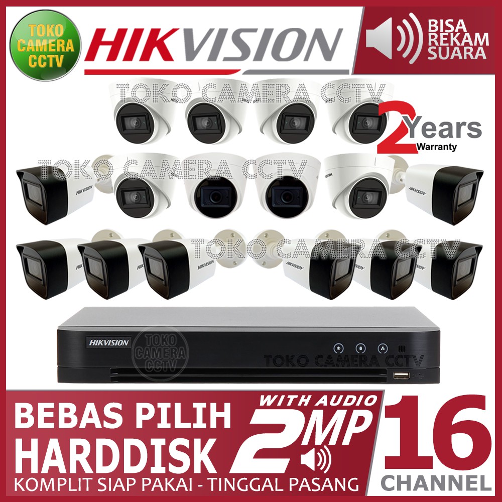 PAKET CCTV HIKVISION 2MP 16 CHANNEL 16 KAMERA AUDIO