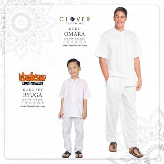 KOKO SET RYUGA WHITE SERIES BISA COUPLE/THALUNA KIDS/SETELAN KOKO PUTIH