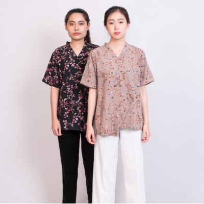 Akari Kimono Top - Blus V Neck Wanita Motif Bunga Kembang Floral