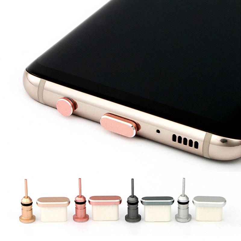 Portable Alloy Phone Anti Dust Charging Port Plug Set Accessories,USB Type-C Port and 3.5mm Earphone Jack Plug With Storage Box