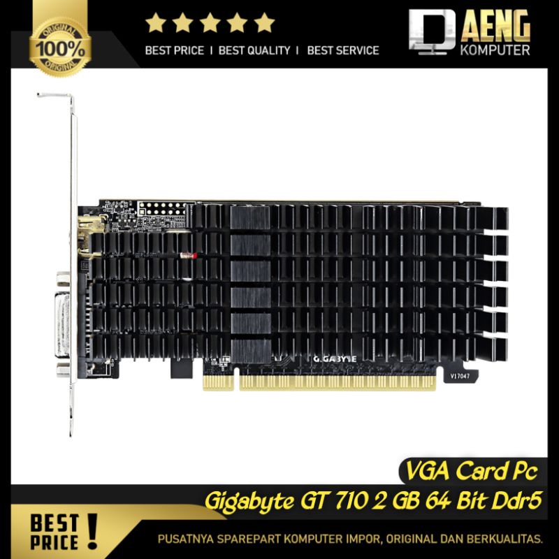VGA Card Gigabyte Nvidia GeForce GT 710 2 GB 64 Bit DDR5 Mode Silent Mantap Murah