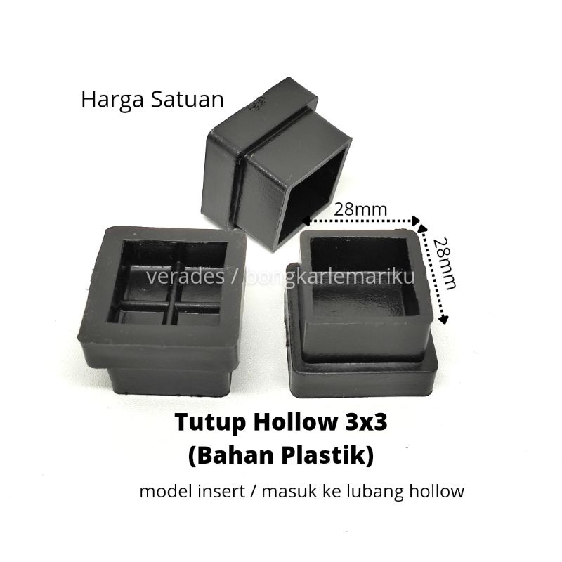 Tutup Hollow 3x3 Plastik / Kaki Kursi Meja Holo