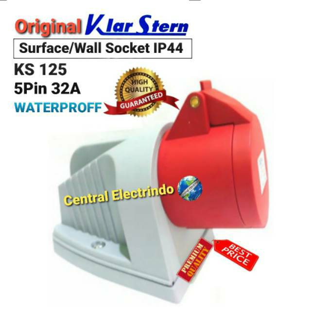 Surface Mounting Wall Socket 5Pin 32A (KS 125) KlarStern High Quality.