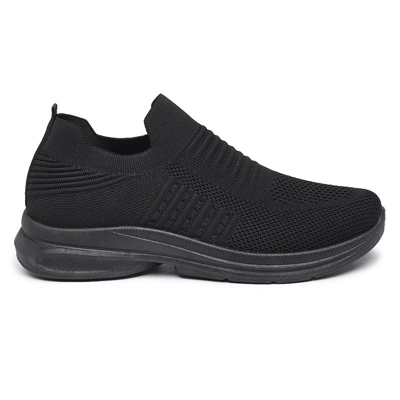 [GROSIR][COD] SEVEN_DAY SEPATU RAJUT SLIP ON WANITA OLAHRAGA TANPA TALI SPORT SHOES HITAM A-6613