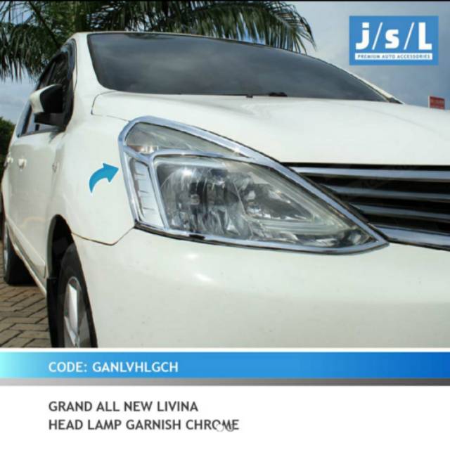 Garnish lampu depan grand all new Livina chrome/ head lamp garnish chrome jsl