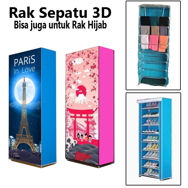 Rak sepatu / Rak sepatu susun / Rak sepatu 10 susun 3D / Sepatu / Rak lemari / Furniture / Lemari