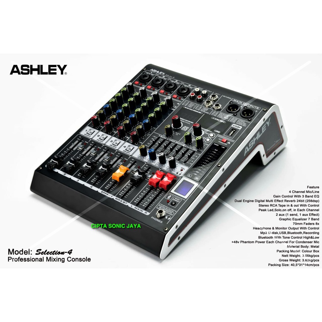 MIXER AUDIO ASHLEY SELECTION 4 - 4 CHANNEL BLUETOOTH SELECTION4