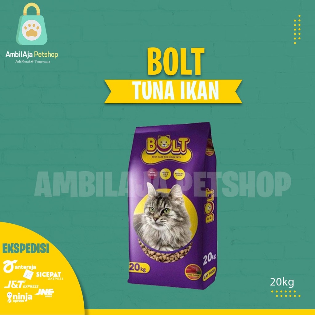 Makanan Kucing kering BOLT 20kg All Varian ( Grab &amp; Gosend )