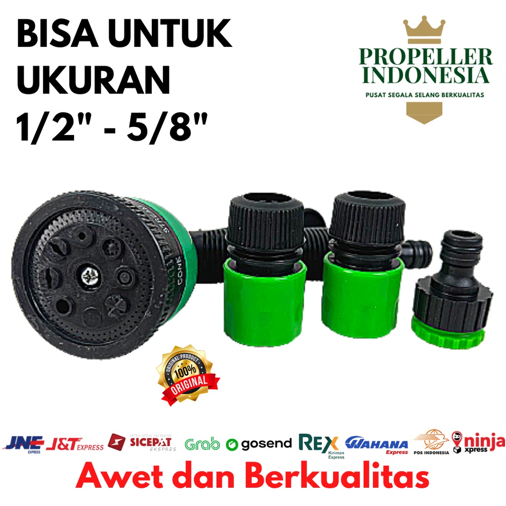 Paket Semprotan Air dan Sambungan Selang Variasi 8 Kepala 1/2 - 5/8 Inch