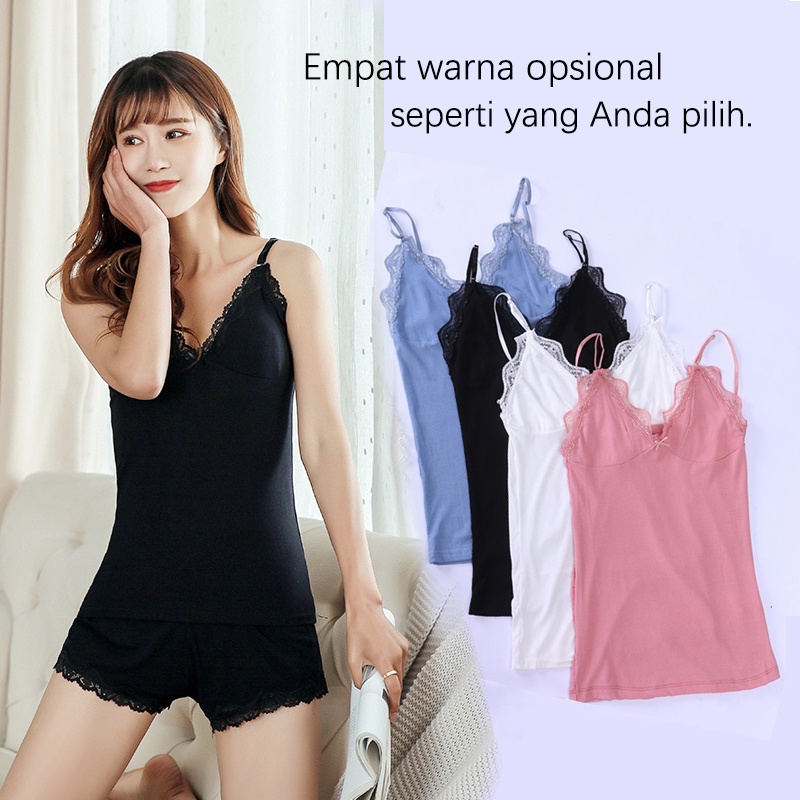 UNINICE Setelan piyama tank top, setelan renda dua potong Merah Jambu, atasan + celana pendek