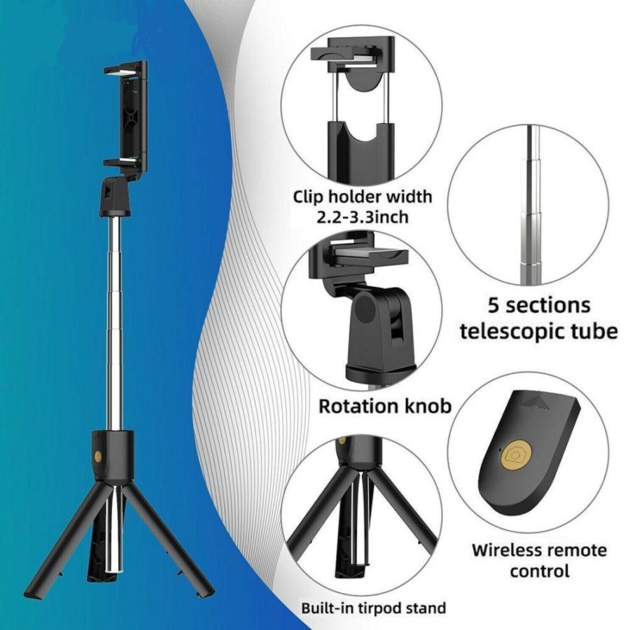 Tongsis Q07 Tongkat Selfie Bluetooth Remote Control Tripod selfie Q07