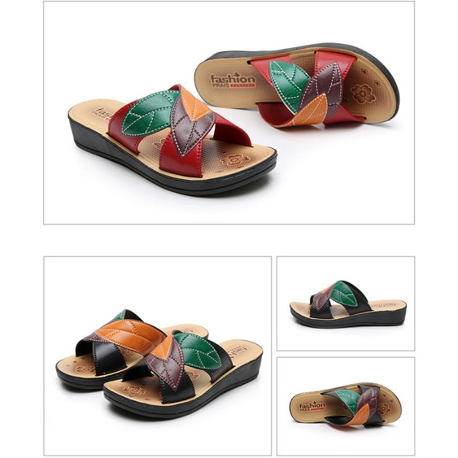 Sandal Slop Karet Wanita Daun Silang import S2
