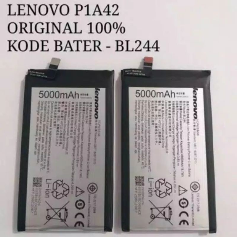 Batre bt Baterai Lenovo Vibe P1 Turbo Bl-244 P1A42 Original
