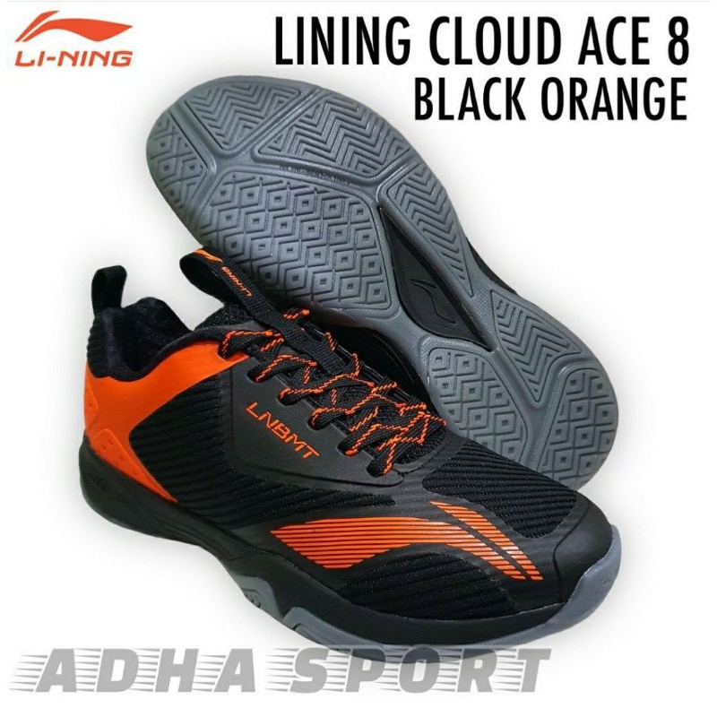 Sepatu Badminton Cloud Ace G8 / 8 / VIII Black Orange Original Bulutangkis Store Surabaya Adha Sport