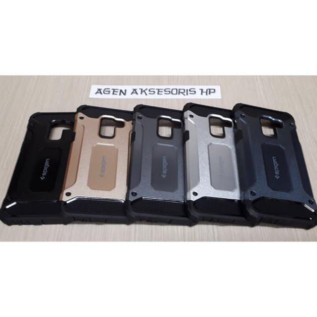 Spigen Iron Samsung A8 Plus A8+ 2018 A730 A7 2018 6.0in HardCase Robot - Hitam, A8 PLUS