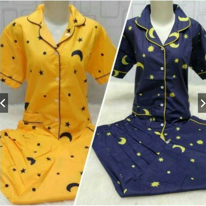 hokyfashion PIYAMA CP STAR MOON FIT TO XL / 2WARNA Bhn Tebal / Ld104.Pj62-3