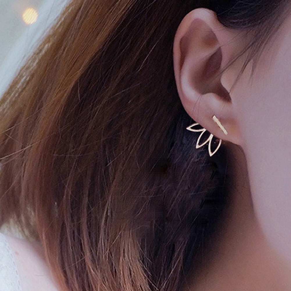 Hu Hu Hu Hu Hu Alat Bantu Pasang Kacamata♡ Anting Tusuk Wanita Bentuk Lotus Hollow Untuk Pesta