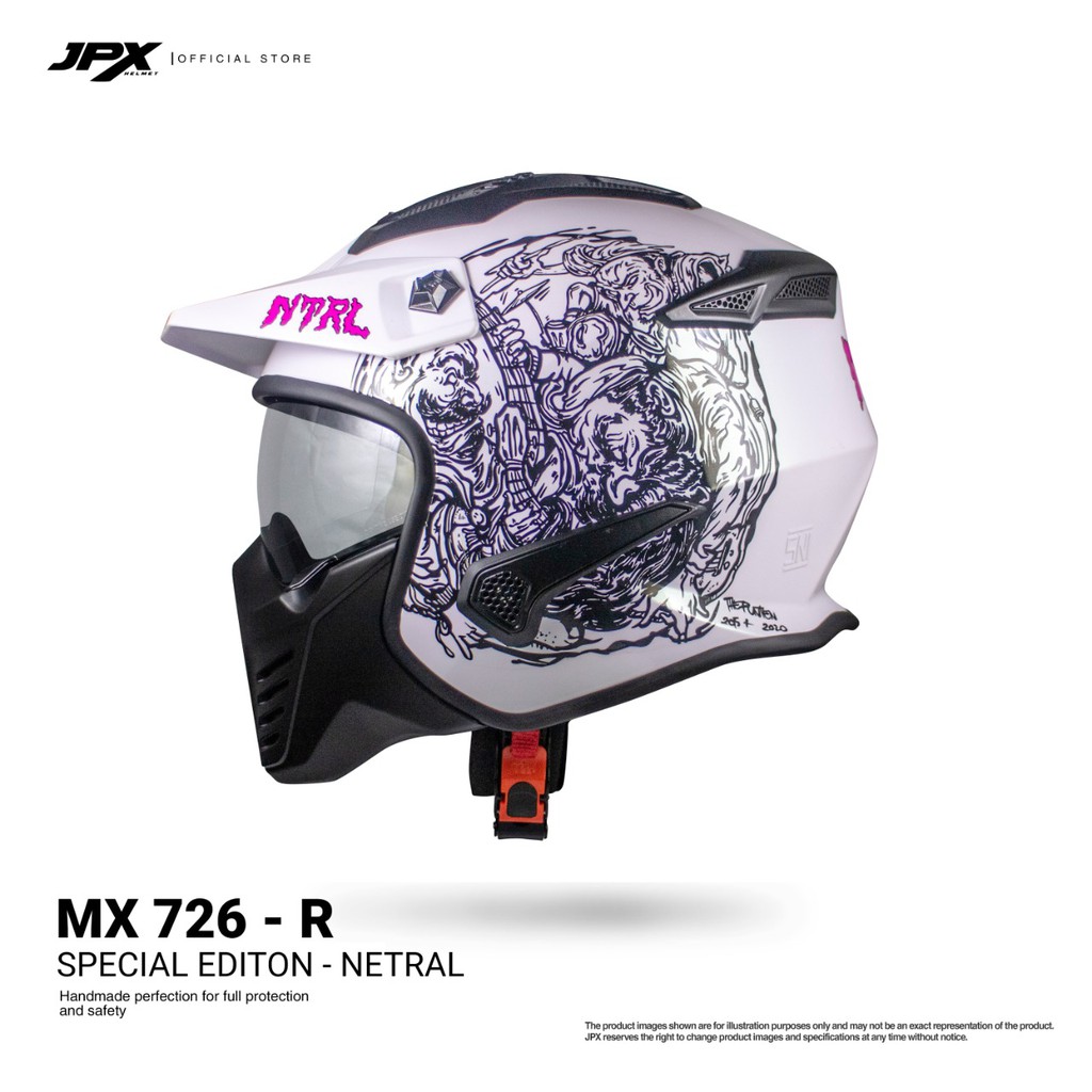 Special Promo JPX Full Face MX-726R Netral Seri - Pearl White Gloss