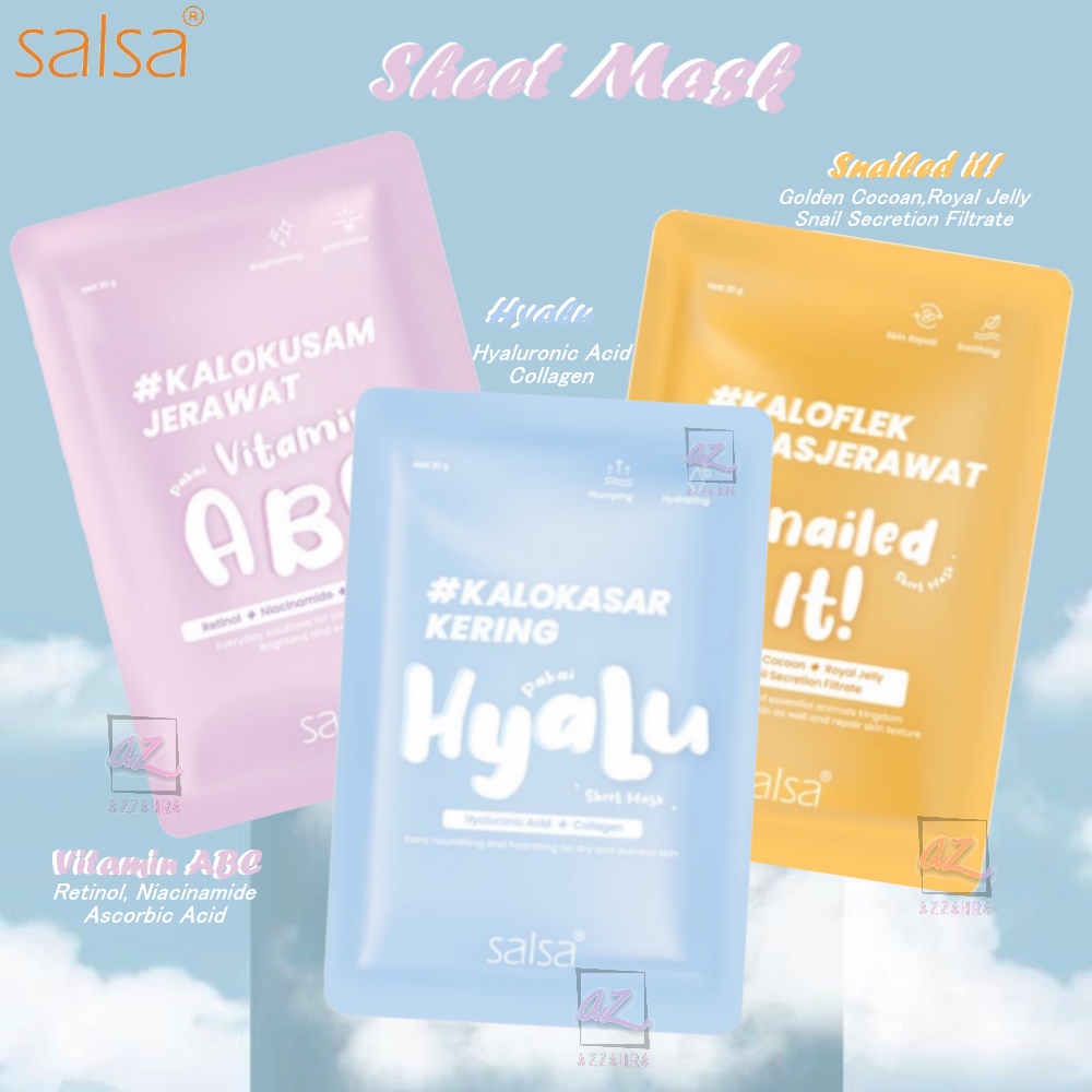 SALSA Sheet Mask 20g | Masker Wajah Daily | Vitamin ABC | Snailed it! | Hyalu