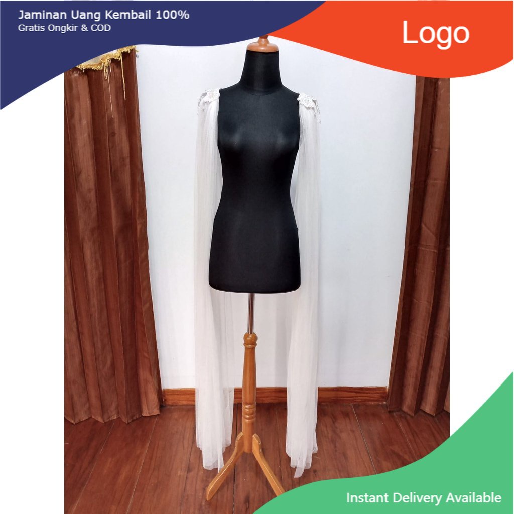 Sayap Pundak Kebaya Pengantin PUTIH TULANG / Sayap Bahu / Slayer Pundak / Slayer Bahu