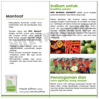 Rajaindobekasi PUPUK NPK GROWER 15-09-20+TE MUTIARA MEROKE KEMASAN PABRIK 1 KG TERMURAH GROSIR