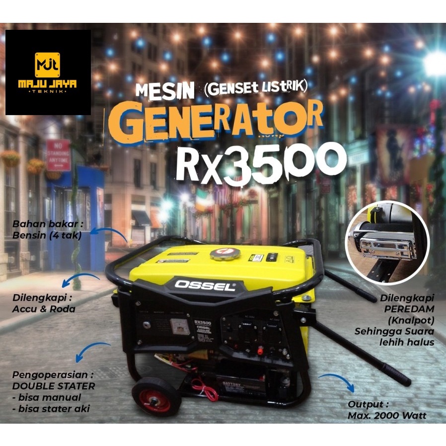 Genset Generator 2000 Watt RX3500 Double Stater Genset 2000 Watt OSSEL