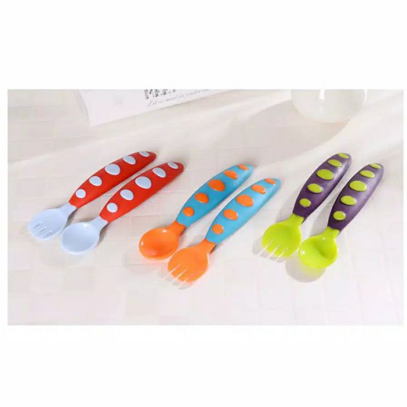 1 set sendok+garpu ndut makan bayi. baby spoon