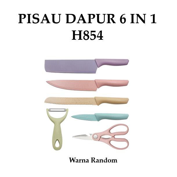 Grosir - H854 Kitchen Knife Set Multicolor 6 in 1 / Set Pisau Dapur / Pisau Set Rainbow Pastel Ceram