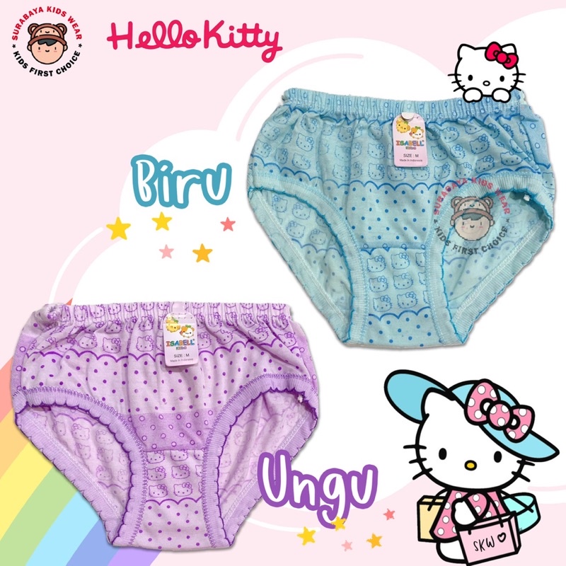 Celana Dalam Anak Perempuan Segitiga Motif Hello Kitty Polkadot Warna