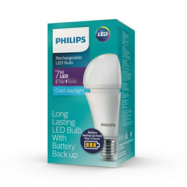 Philips RadiantLine Rechargeable LEDBuld 8W 6500K 11W Putih Emergency Lampu Darurat Lampu Baterai Isi Ulang