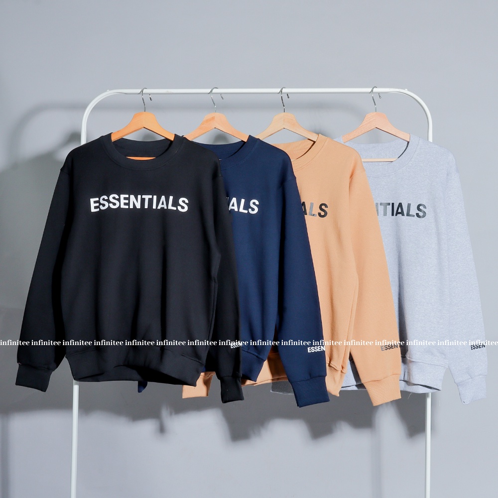 ESSENTIAL | Sweater Crewneck Premium Bahan Fleece Atasan Sweater Hoodier Pria dan Wanita