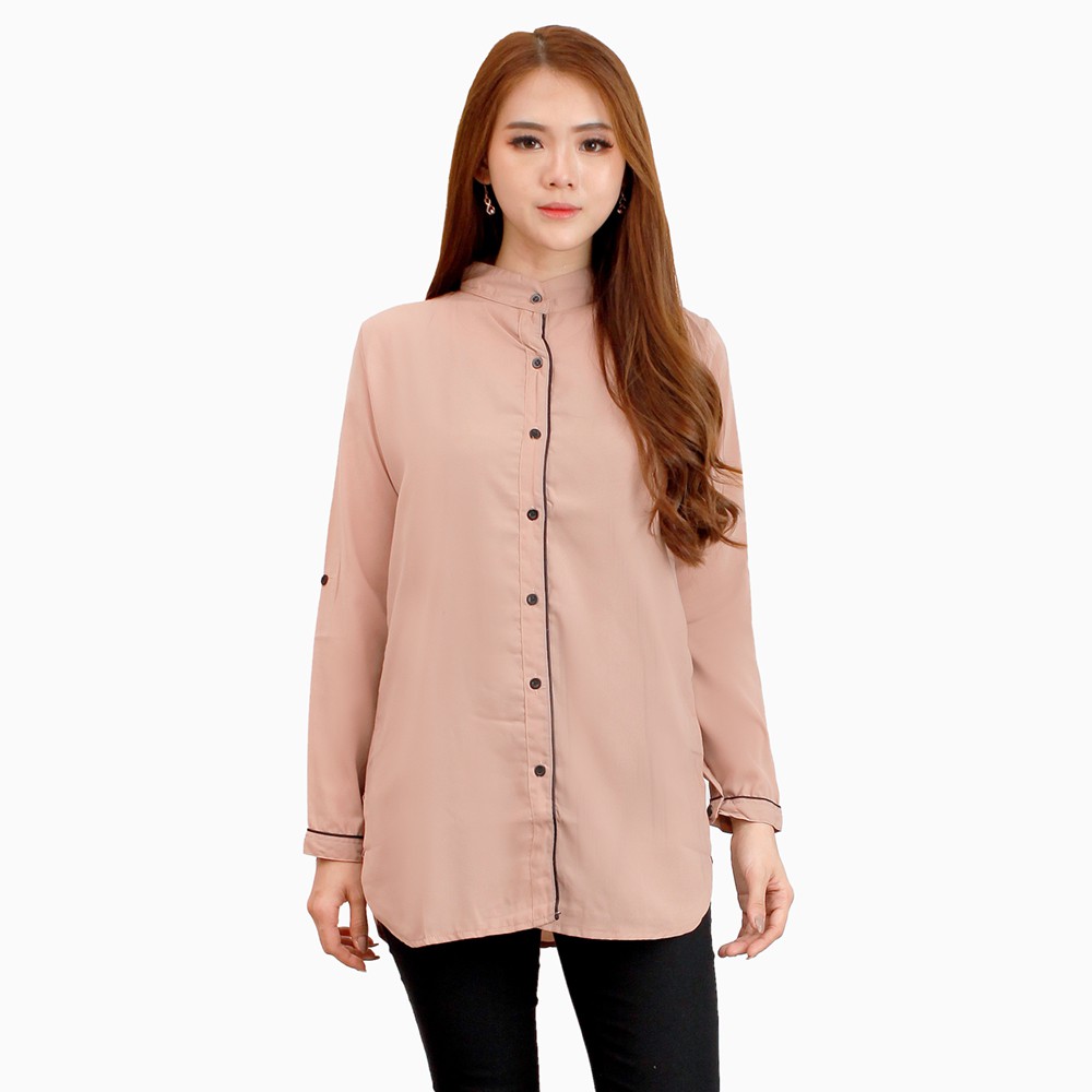 Tunik Kemeja Fashion Browny Tangan Panjang - XSHOP Browny